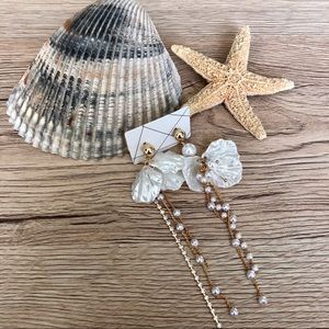 Gorgeous white & gold dangle earrings